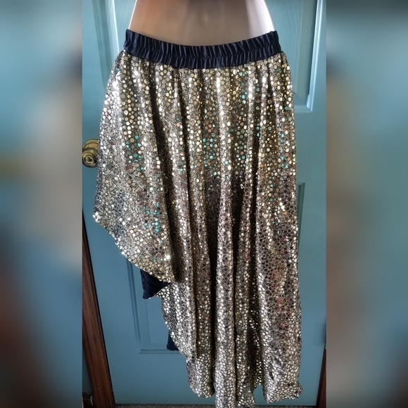Gold Sequined Vest & Skirt Belly Dance Costume - Picture 4 of 5